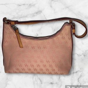 Dooney & Bourke Mini Short Shoulder Bag Soft Pink Logo Print Small hobo GUC